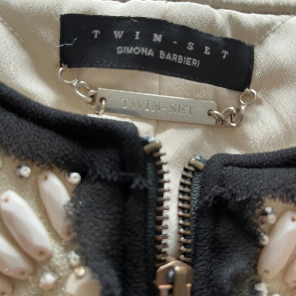 TWIN SET - BY SIMONE BARBIERI - EMBELLISHED WITH RHINESTONES & PEARLS-WORN ONC - Picture 10 of 10